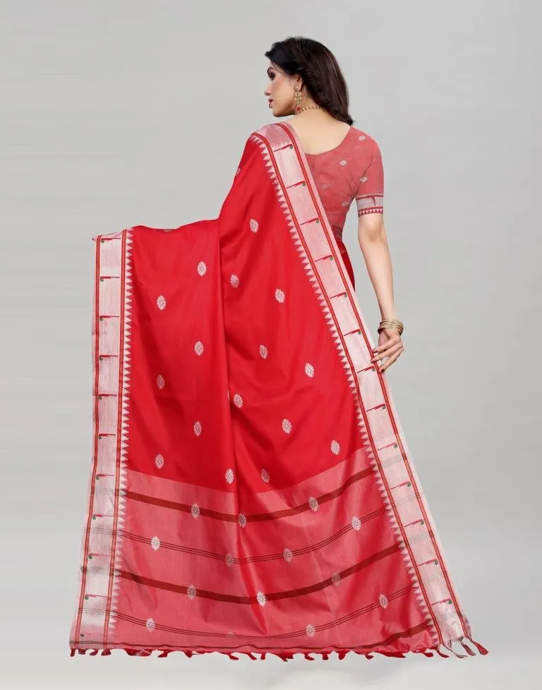 Red Paithani saree