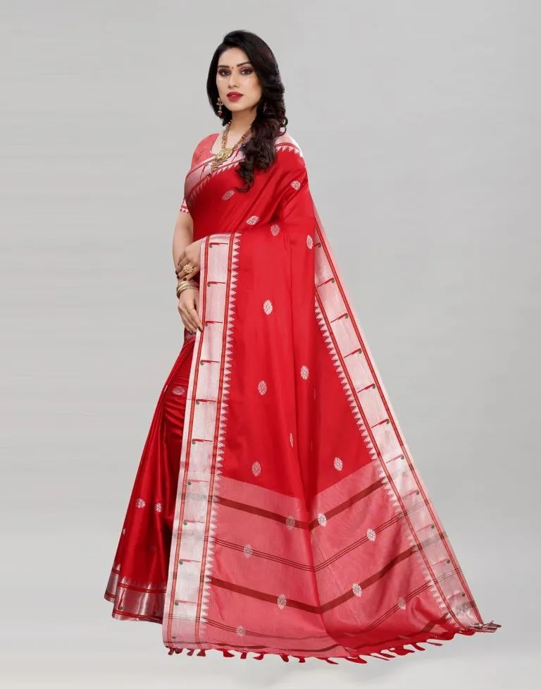 Red Paithani saree