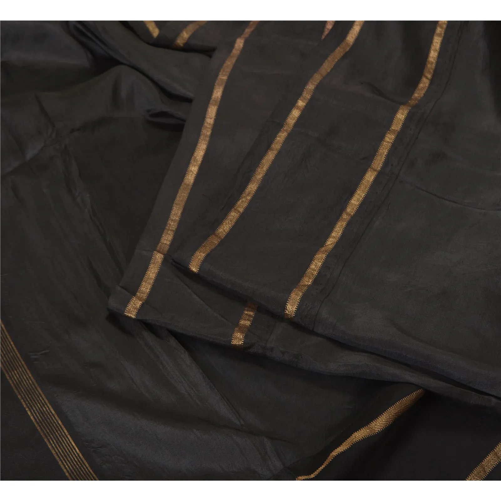 Sanskriti Vintage Black Sarees 100% Pure Silk Woven Premium Zari Sari Fabric