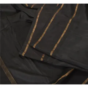 Sanskriti Vintage Black Sarees 100% Pure Silk Woven Premium Zari Sari Fabric