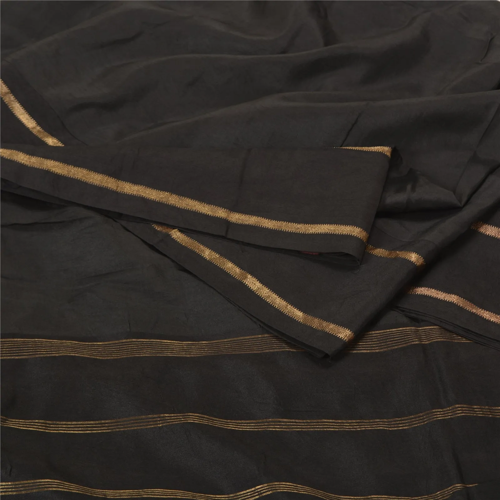 Sanskriti Vintage Black Sarees 100% Pure Silk Woven Premium Zari Sari Fabric