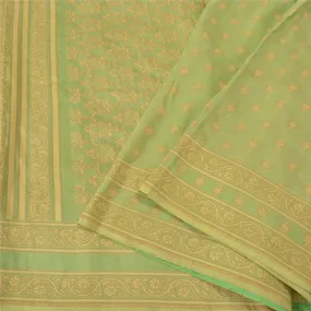 Sanskriti Vintage Green Indian Sarees 100% Pure Silk Woven Premium Sari Fabric