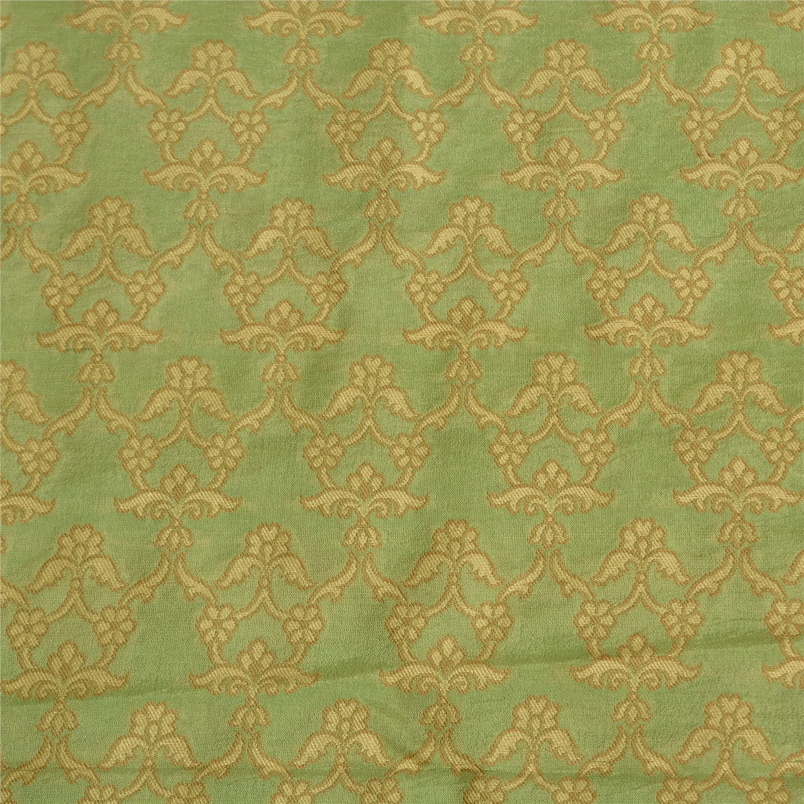 Sanskriti Vintage Green Indian Sarees 100% Pure Silk Woven Premium Sari Fabric