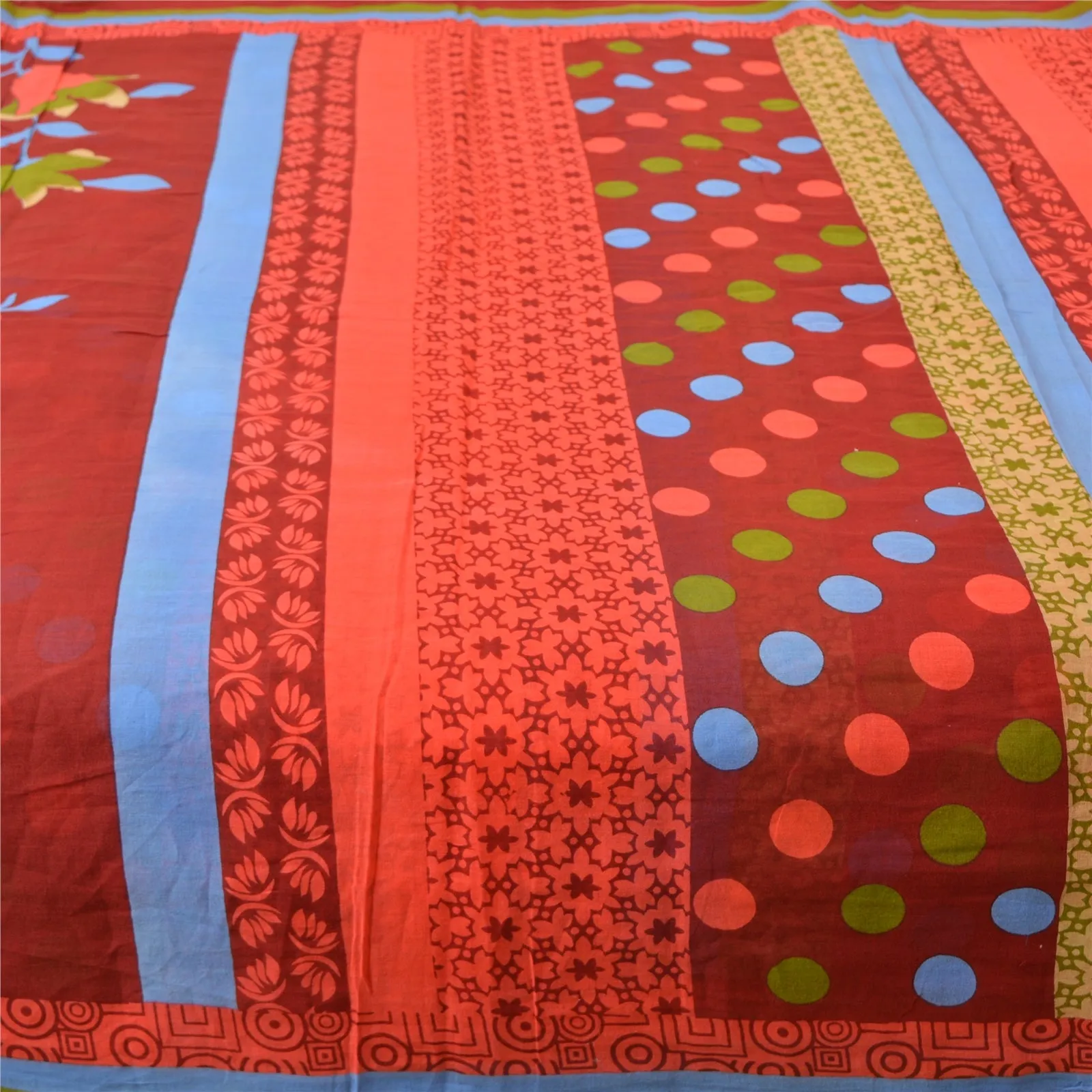 Sanskriti Vintage Sarees Multi Pure Cotton Printed Sari Soft Floral Craft Fabric