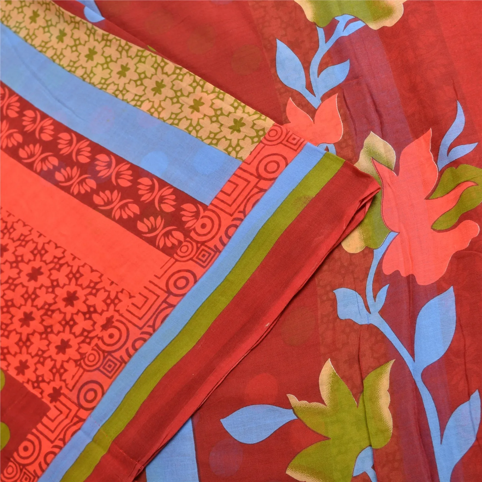 Sanskriti Vintage Sarees Multi Pure Cotton Printed Sari Soft Floral Craft Fabric