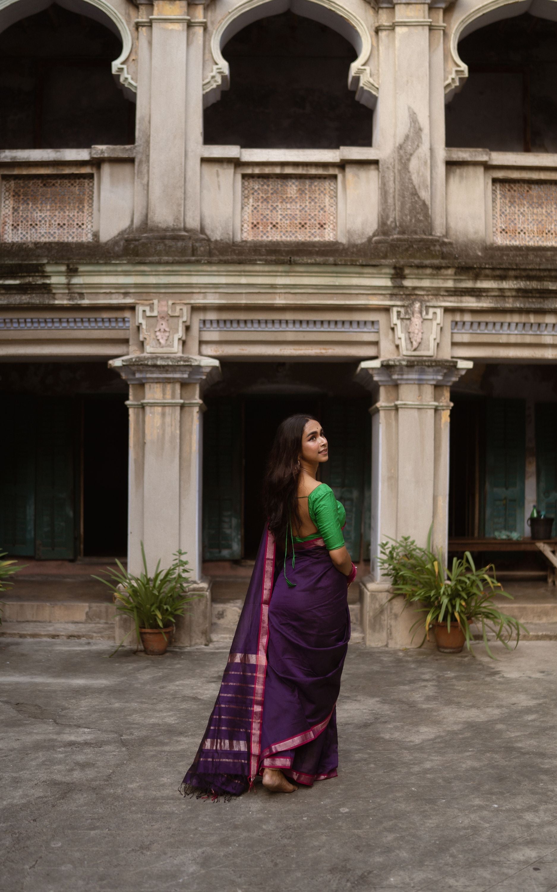 Seher - Green purple Maheshwari Saree