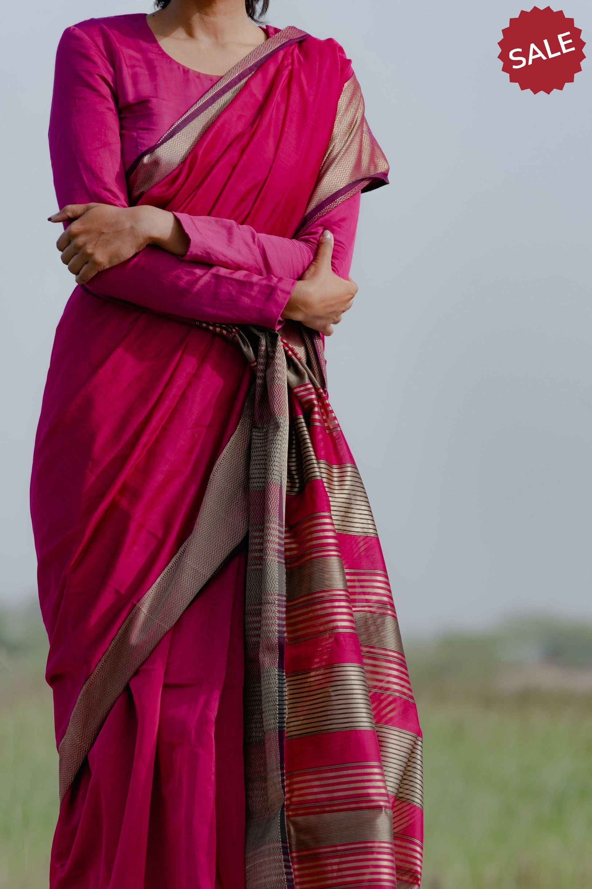 Seher - Royal Pink Maheshwari Saree