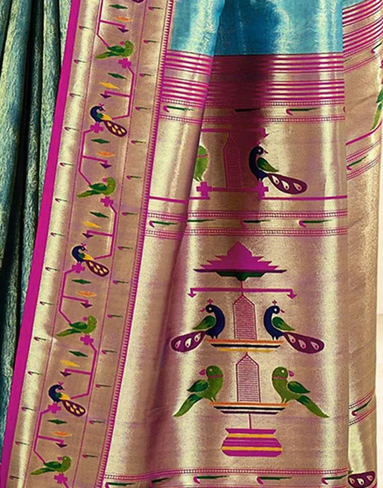 Sky Blue Silk Woven Sarees