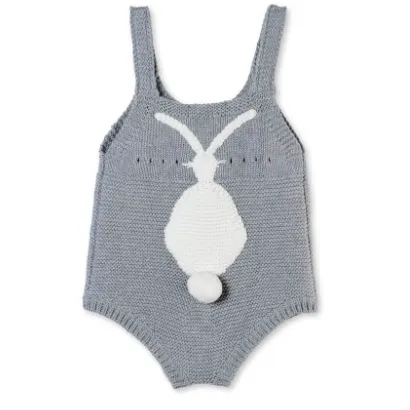 Stella McCartney Grey Cotton Bunny Romper: 3 Months