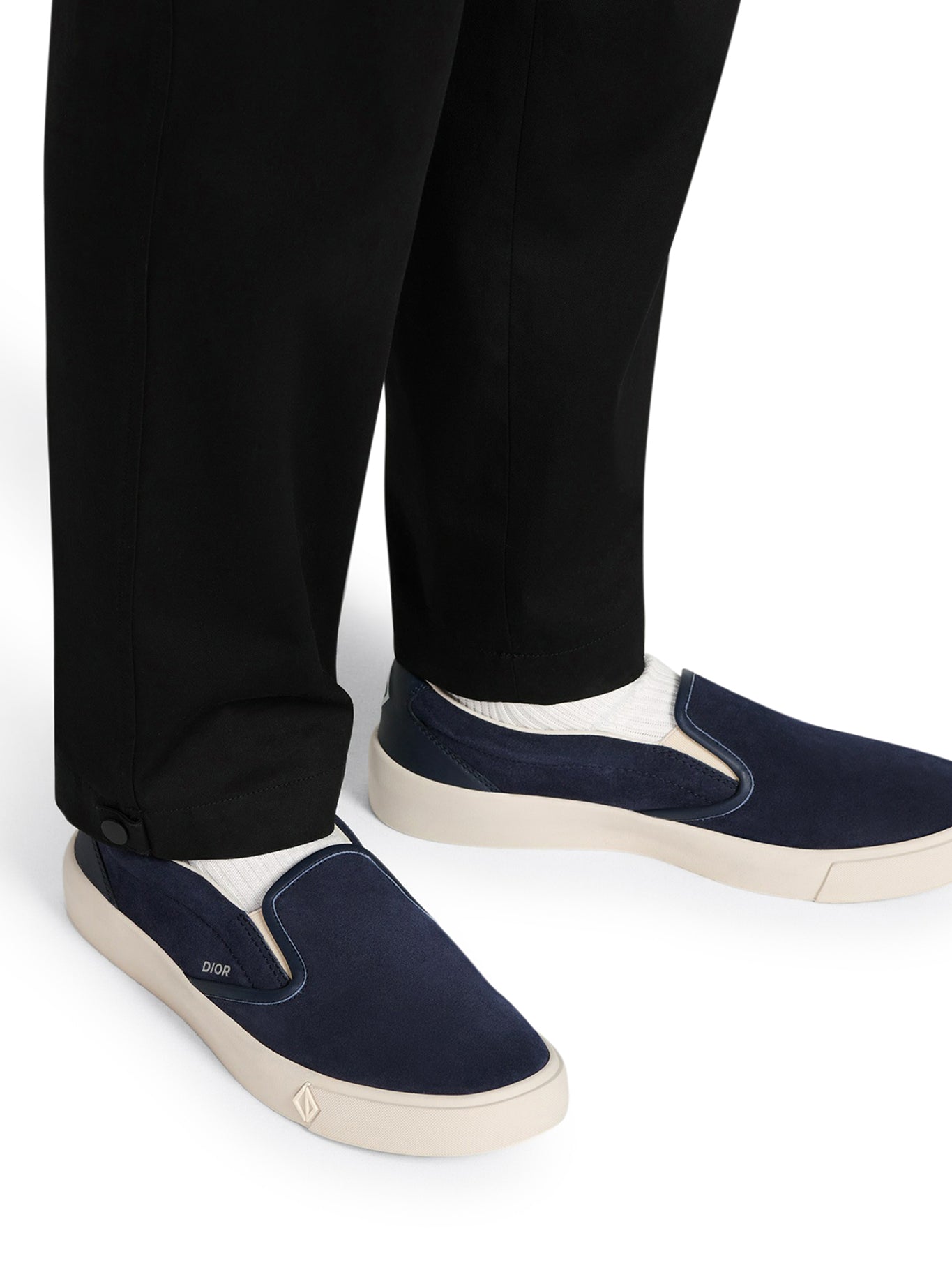 Suede and smooth navy blue calfskin