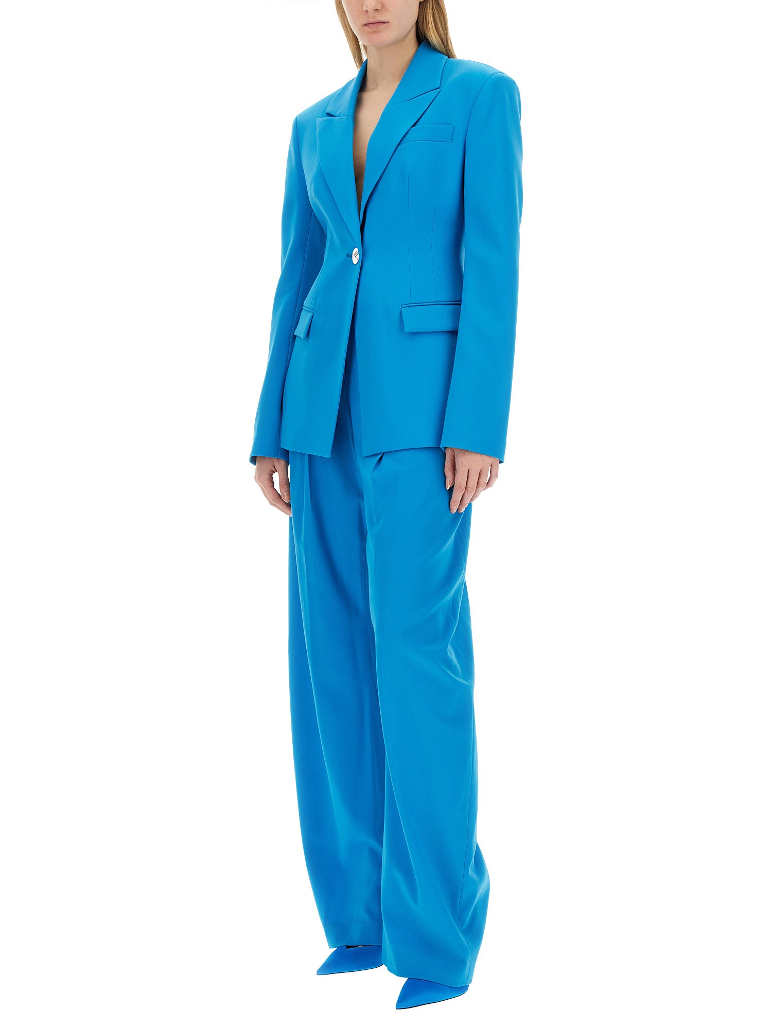 THE ATTICO    HOURGLASS BLUE VIRGIN WOOL BLAZER