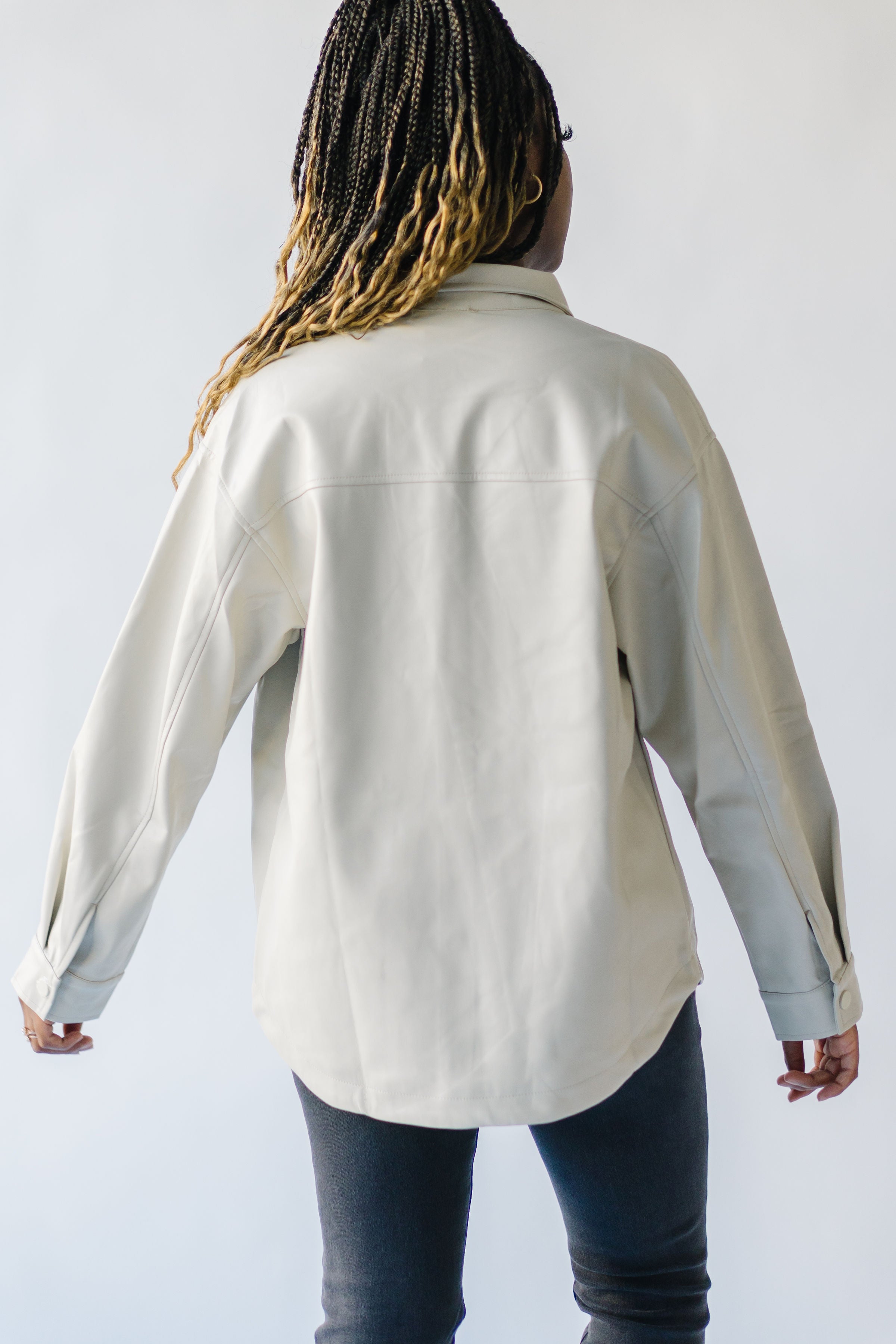 The Brandy Pocket Detail Shacket in Cream