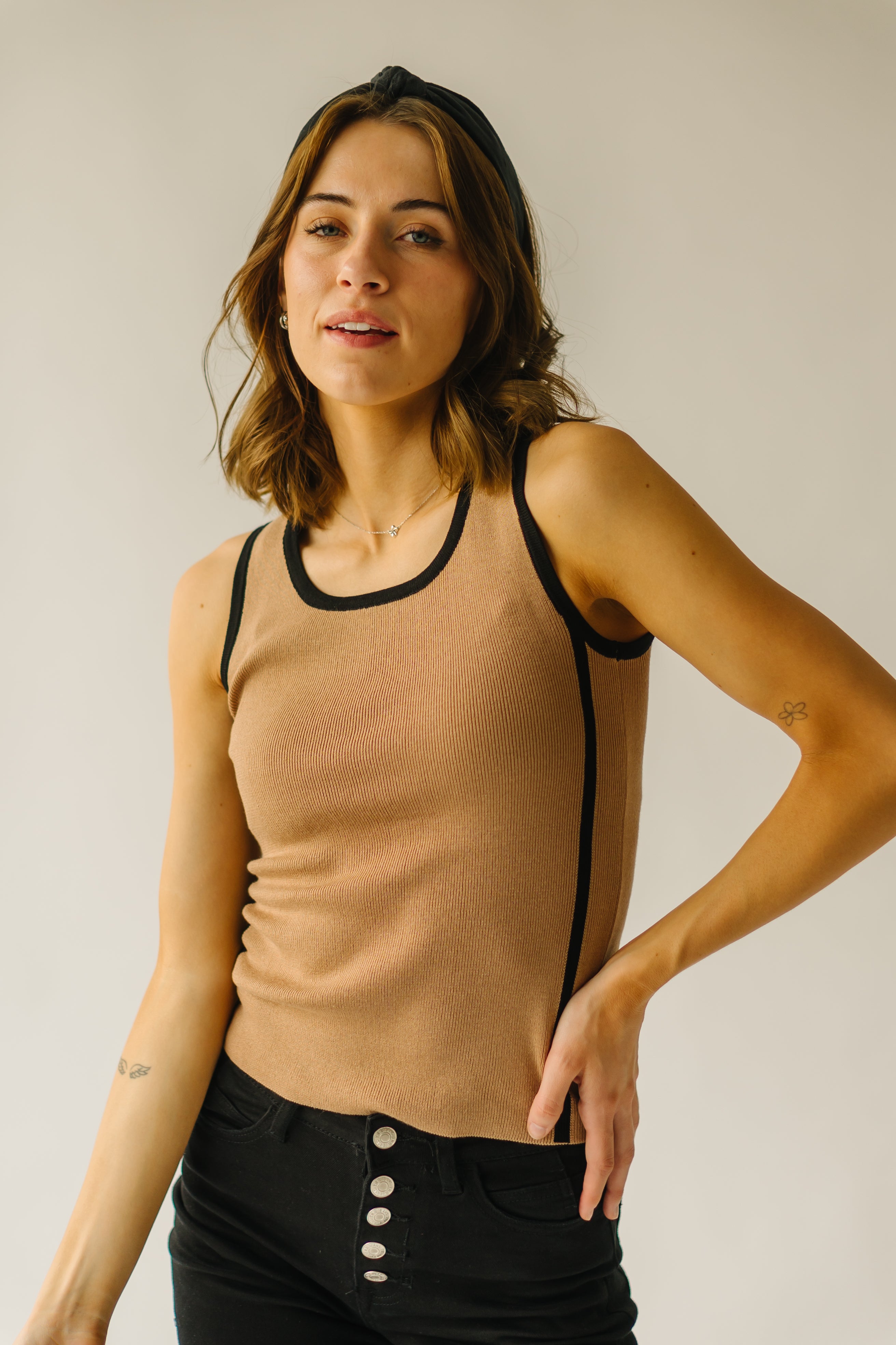 The Kemplin Contrast Tank In Taupe