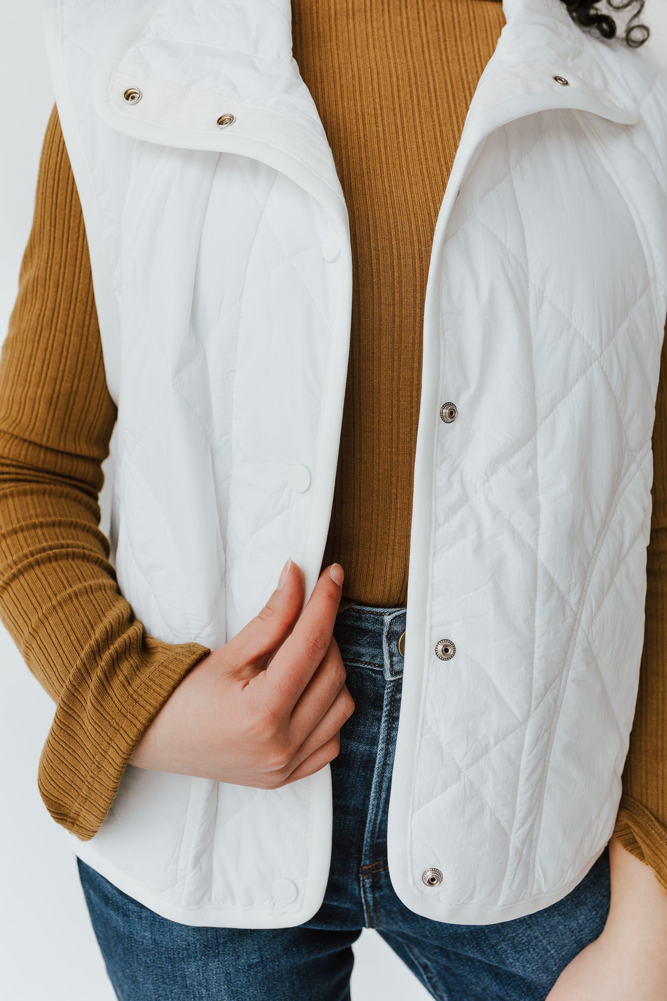 The Kent Quilted Button-Up Vest in White