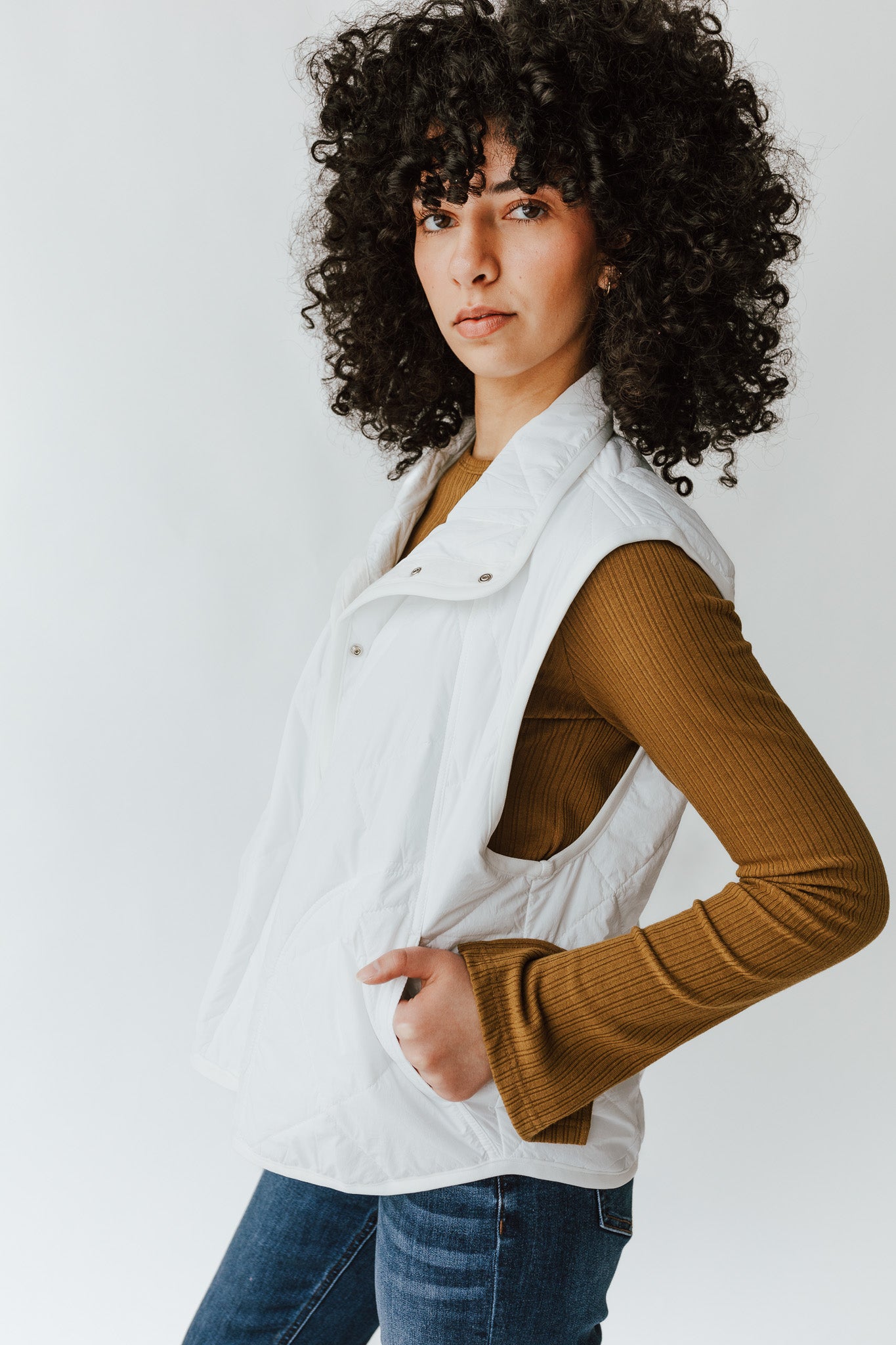 The Kent Quilted Button-Up Vest in White