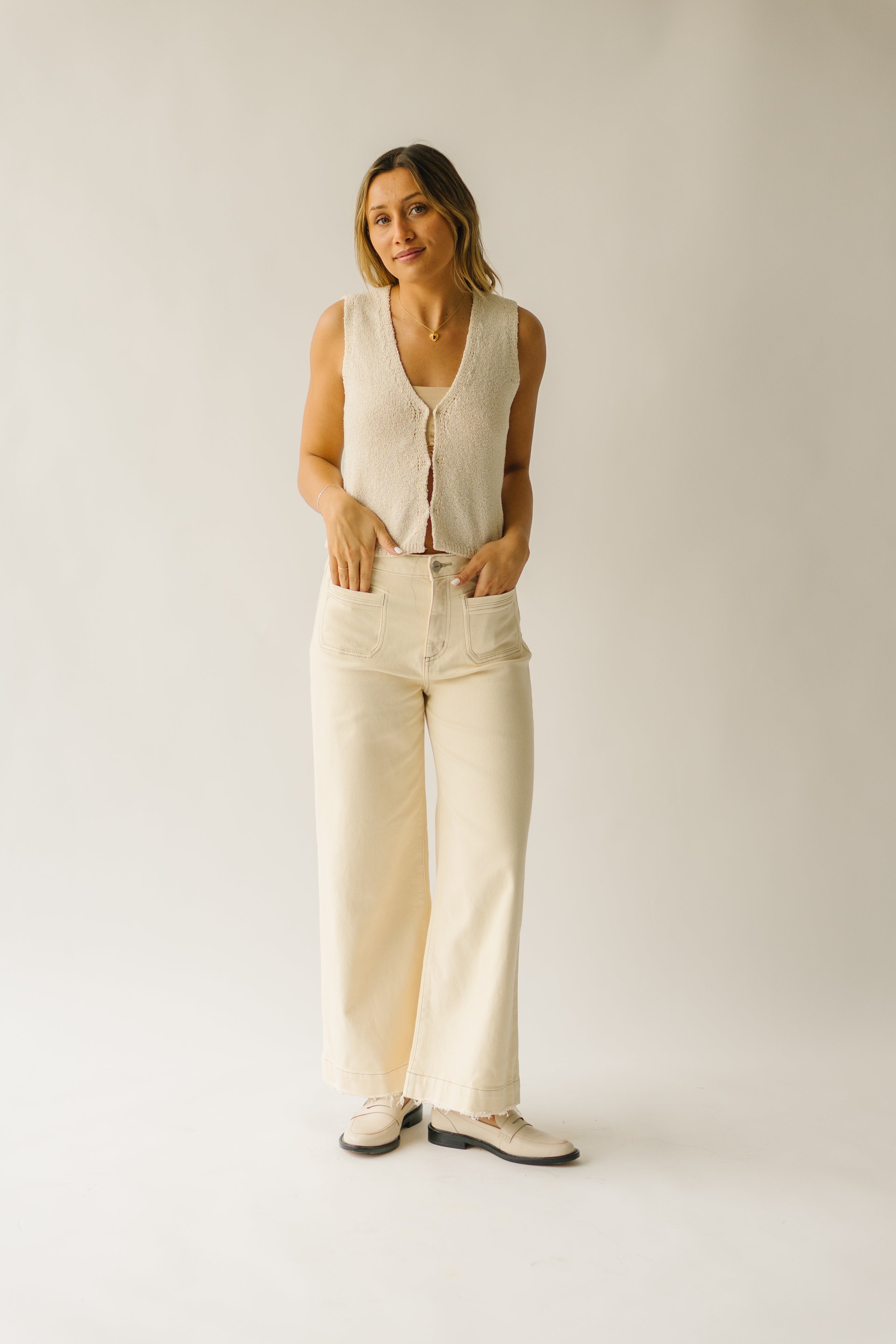 The Petrella Knit Vest in Beige