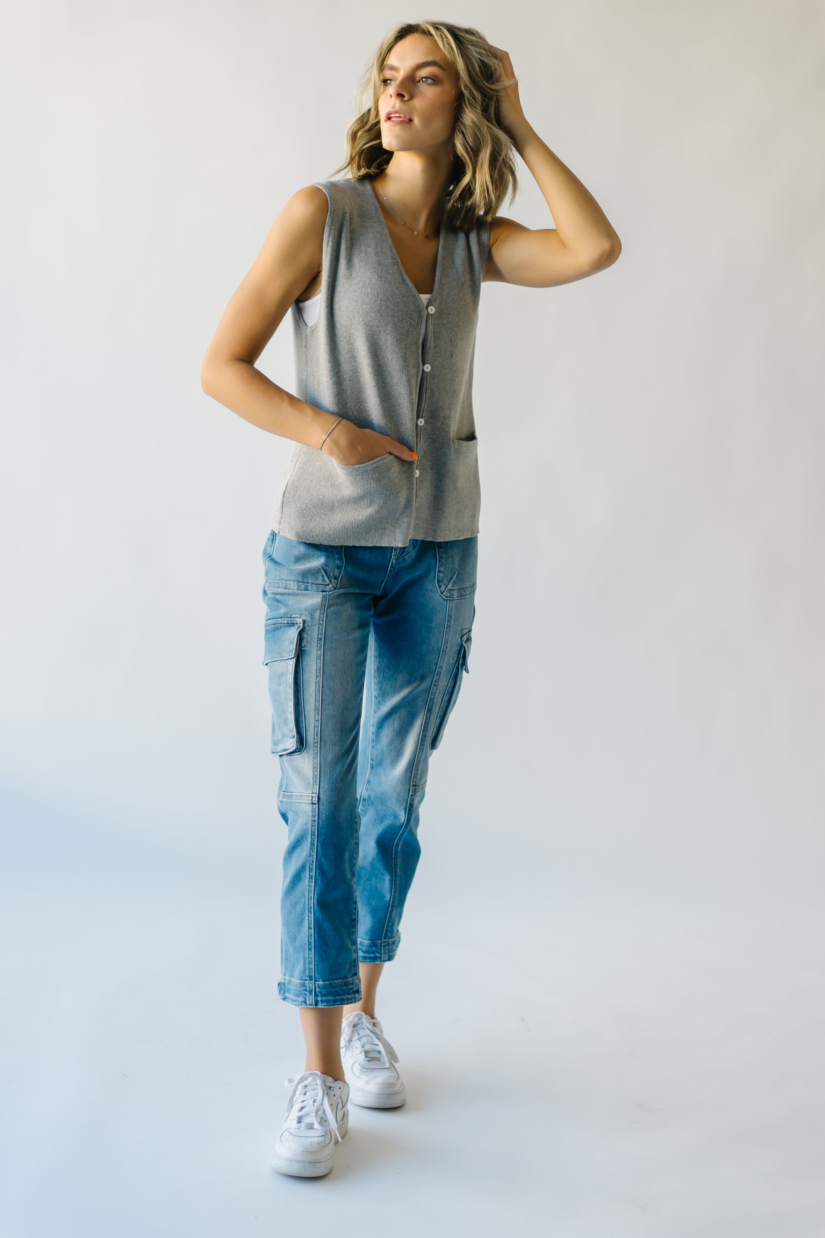 The Tilton Button-Down Vest in Heather Grey