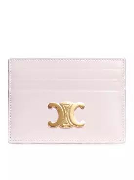 TRIOMPHE CARD HOLDER IN PASTEL PINK POLISHED CALF LEATHER