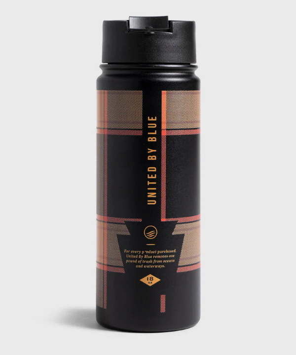 UNITED BY BLUE INSULATED STEEL BOTTLE 18 OZ plaid black