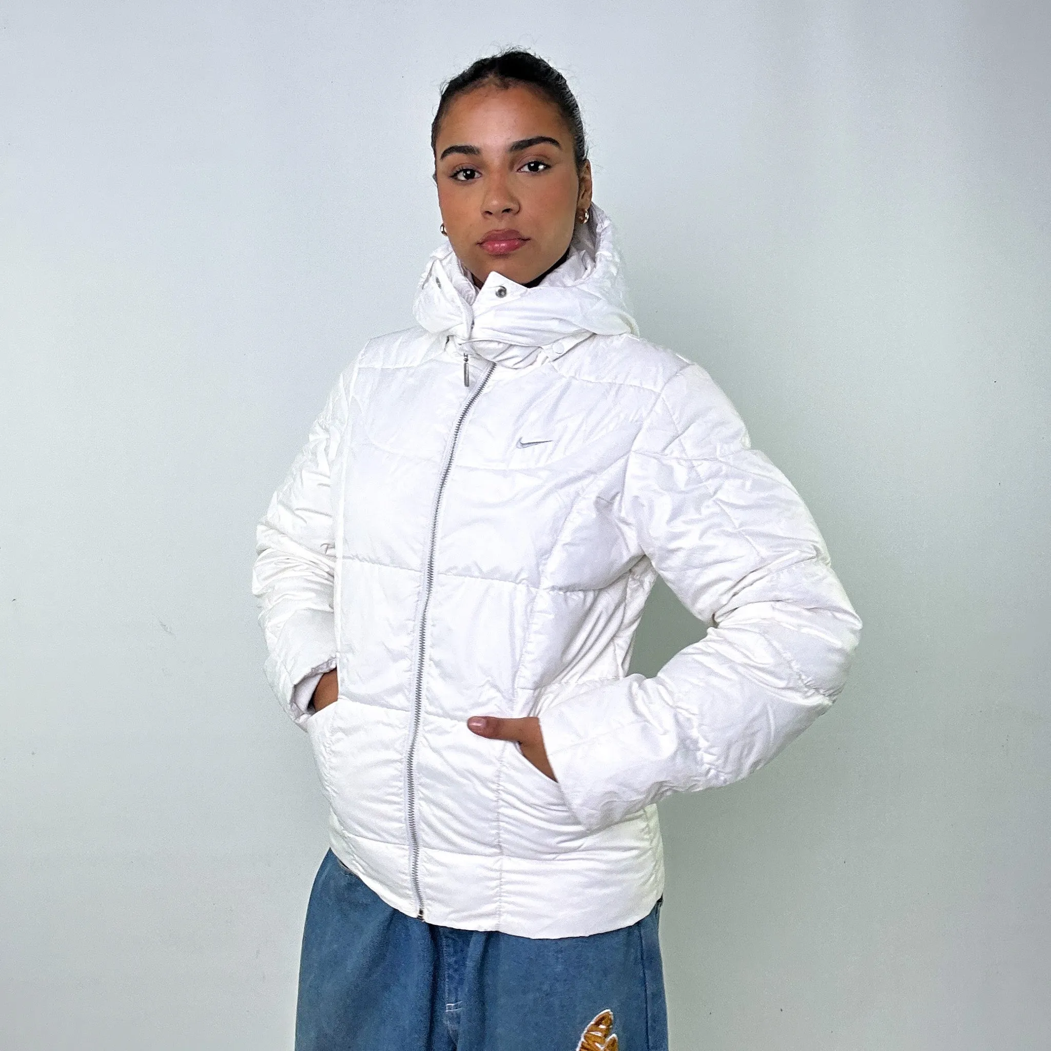 White y2ks NIKE Puffer Jacket Coat (XL)