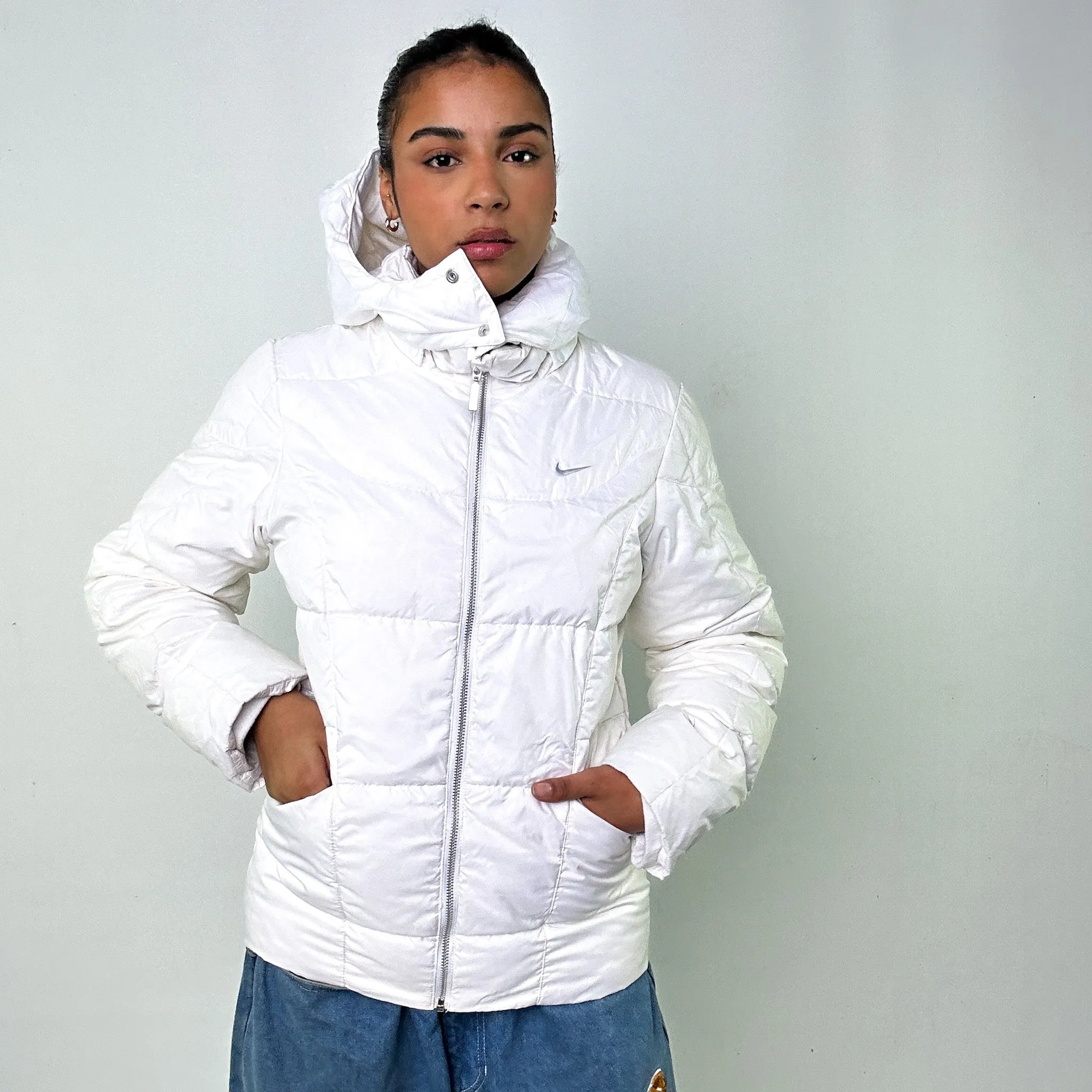 White y2ks NIKE Puffer Jacket Coat (XL)