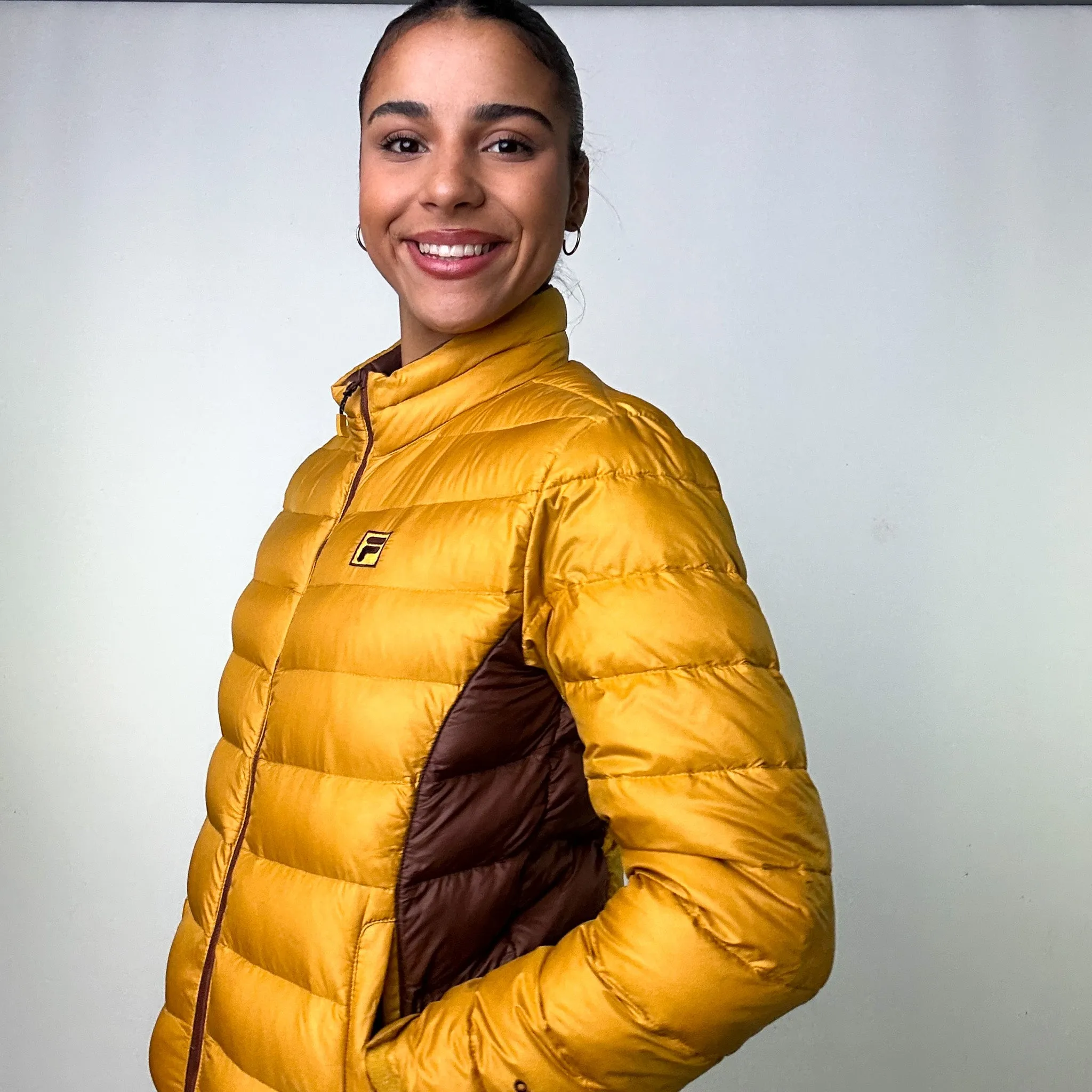 Yellow 90s FILA Puffer Jacket Coat (L)