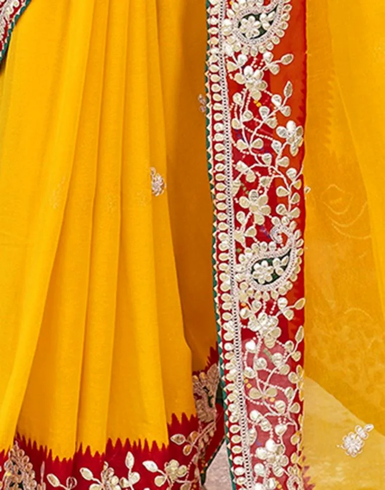 Yellow Georgette Printed Sarees