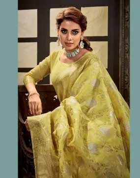 Yellow Linen Saree