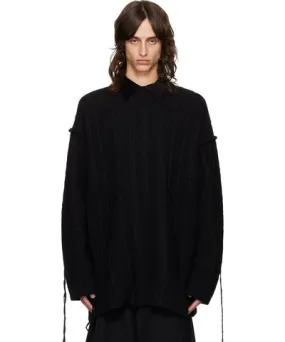 YOHJI YAMAMOTO Black String Switching Sweater