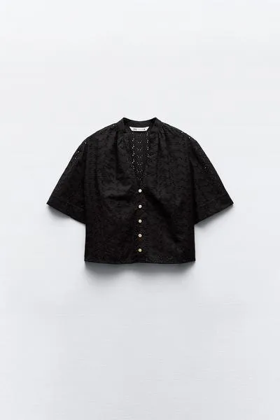 ZARA  |Casual Style Cotton Elegant Style Shirts & Blouses